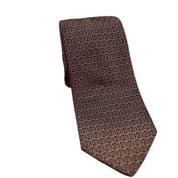 Ralph Lauren Purple Label Tie 100% Silk Black Cream 3.5” x 58” Hexagons Italy - Picture 1 of 6